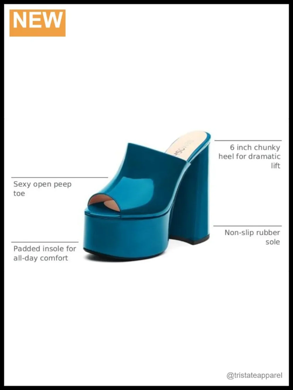 Women's 6 Inch Platform Heels Slip On Mules Sandals Open Peep Toe Chunky High